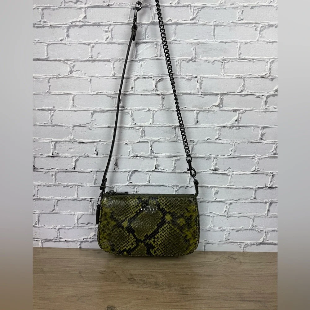 NWT Coach Nolita 19 Snake Print Wristlet/Small bag Olive Green CCF62 Styled Set
